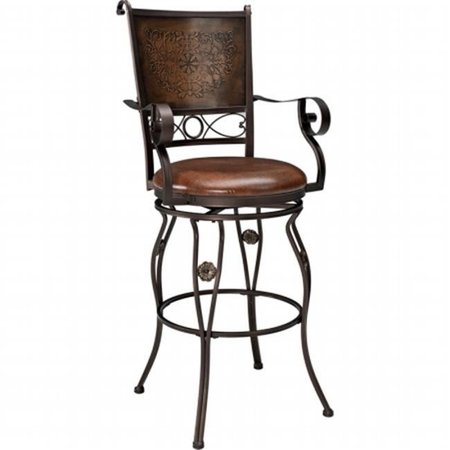 POWELL Powell 222-432 Big & Tall Copper Stamped Back Barstool with Arms - Bronze Powder Coat 222-432